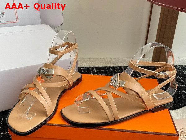 Hermes June Sandal in Oat Milk Calfskin Replica