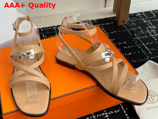 Hermes June Sandal in Oat Milk Calfskin Replica