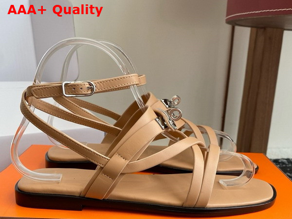 Hermes June Sandal in Oat Milk Calfskin Replica