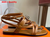 Hermes June Sandal in Tan Calfskin Replica