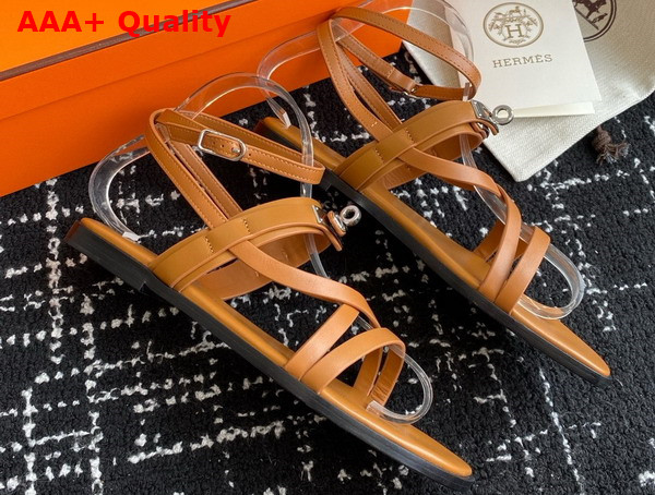 Hermes June Sandal in Tan Calfskin Replica