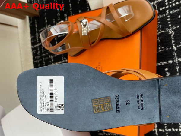 Hermes June Sandal in Tan Calfskin Replica