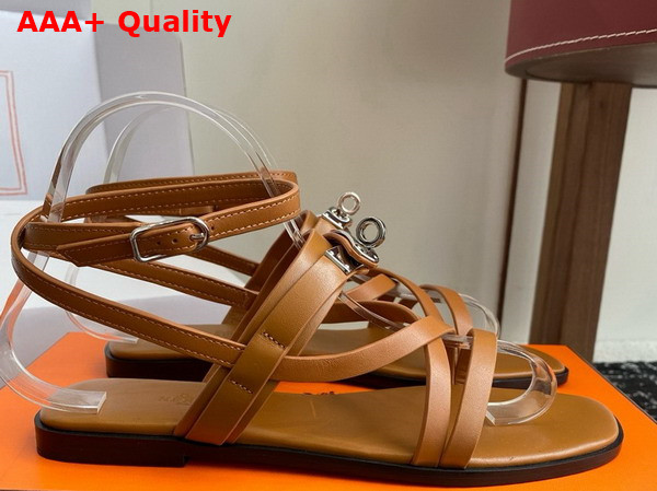 Hermes June Sandal in Tan Calfskin Replica