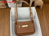 Hermes Jypsiere Mini Bag in Gold Brown Swift Calfskin with Jacquard Shoulder Strap Replica