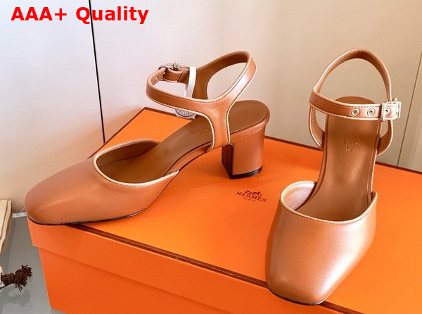 Hermes Kamilla 60 Pump Naturel Goatskin and Nappa Leather Replica