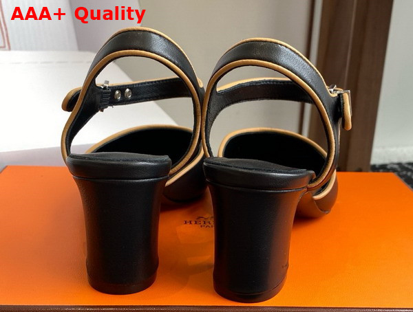 Hermes Kamilla 60 Pump Noir and Jaune Malawi Goatskin and Nappa Leather Replica