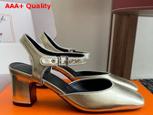 Hermes Kamilla 60 Pump Platine Gris Argente Goatskin and Nappa Leather Replica