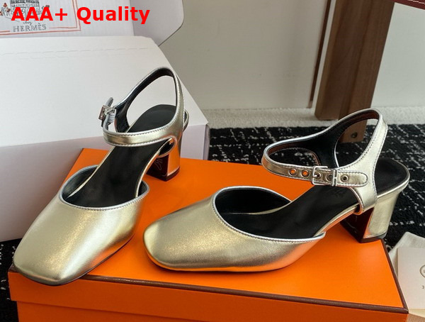 Hermes Kamilla 60 Pump Platine Gris Argente Goatskin and Nappa Leather Replica
