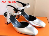 Hermes Kamilla 60 Pump Silver Goatskin and Nappa Leather Replica