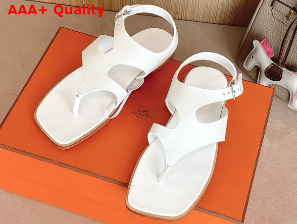 Hermes Karen Sandal in Blanc Calfskin Replica