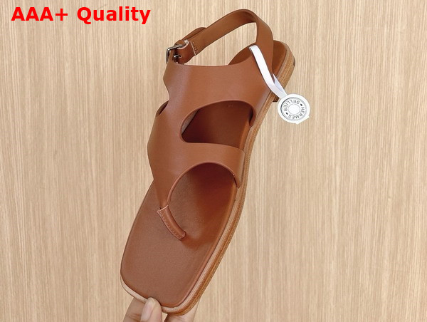 Hermes Karen Sandal in Gold Brown Calfskin Replica