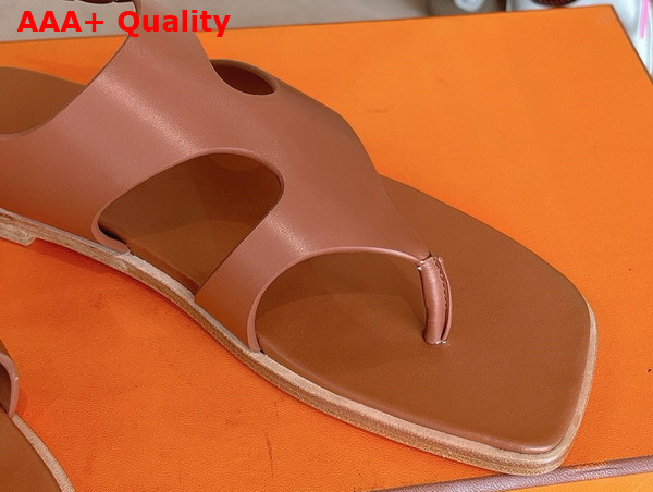 Hermes Karen Sandal in Gold Brown Calfskin Replica