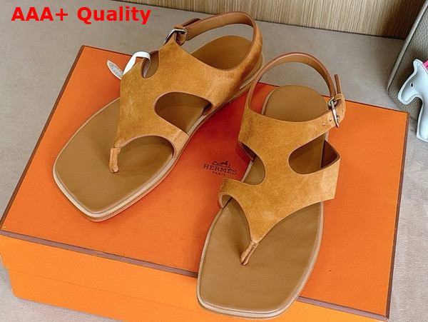 Hermes Karen Sandal in Naturel Suede Goatskin Replica