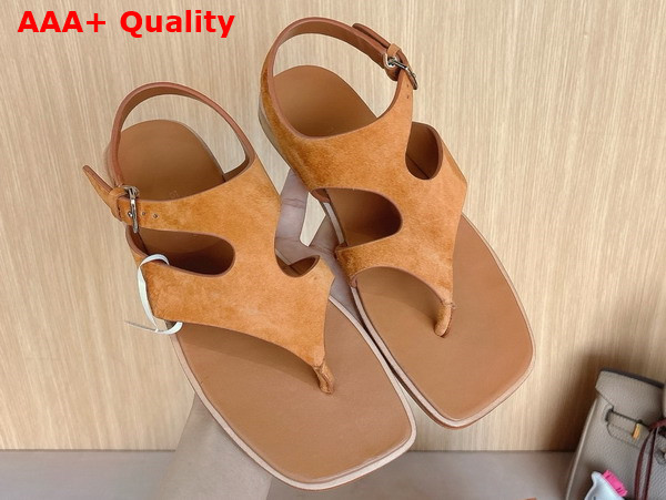 Hermes Karen Sandal in Naturel Suede Goatskin Replica