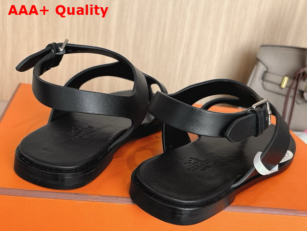 Hermes Karen Sandal in Noir Calfskin Replica