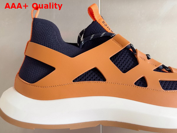Hermes Katana Sneaker Marine and Naturel Knit and Calfskin Replica