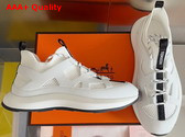 Hermes Katana Sneaker in Blanc Knit and Calfskin Replica