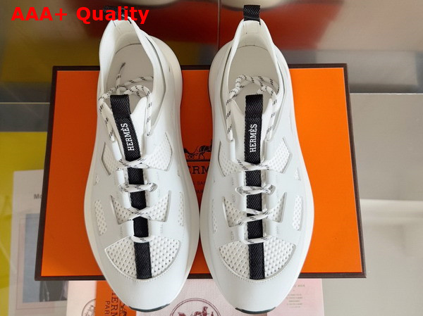 Hermes Katana Sneaker in Blanc Knit and Calfskin Replica