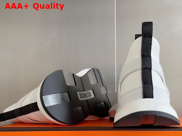 Hermes Katana Sneaker in Blanc Knit and Calfskin Replica
