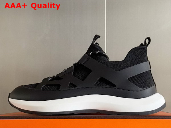 Hermes Katana Sneaker in Noir Knit and Calfskin Replica