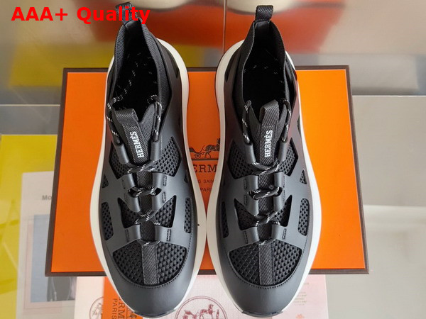 Hermes Katana Sneaker in Noir Knit and Calfskin Replica