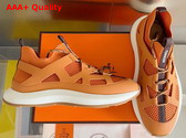 Hermes Katana Sneaker in Orange Knit and Calfskin Replica