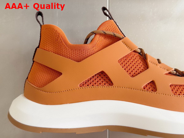 Hermes Katana Sneaker in Orange Knit and Calfskin Replica