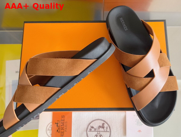 Hermes Kazimir Sandal in Calfskin and Suede Goatskin Replica