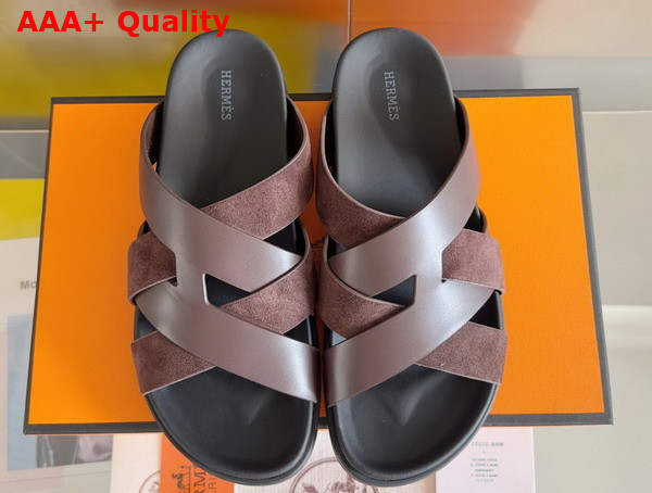 Hermes Kazimir Sandal in Calfskin and Suede Goatskin Replica