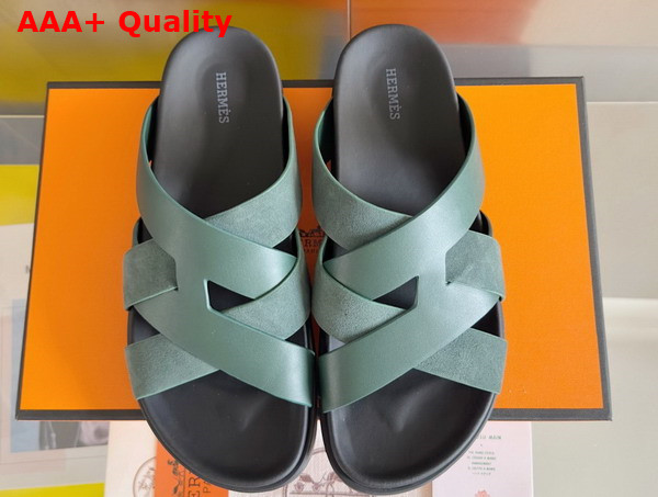 Hermes Kazimir Sandal in Calfskin and Suede Goatskin Replica