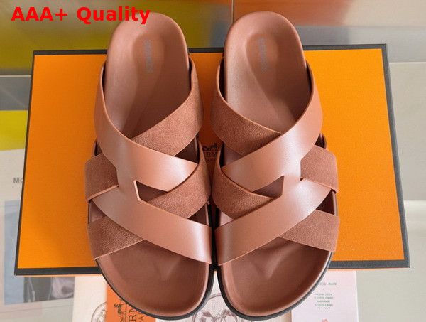 Hermes Kazimir Sandal in Calfskin and Suede Goatskin Replica