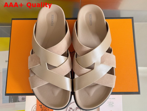 Hermes Kazimir Sandal in Calfskin and Suede Goatskin Replica