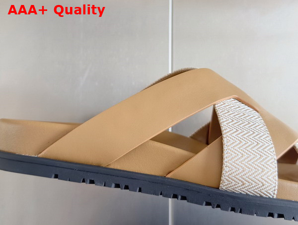 Hermes Kazimir Sandal in Canvas and Calfskin Replica