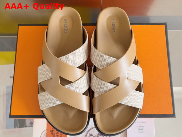 Hermes Kazimir Sandal in Canvas and Calfskin Replica