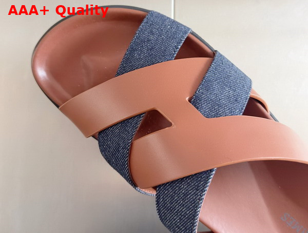 Hermes Kazimir Sandal in Denim and Calfskin Replica