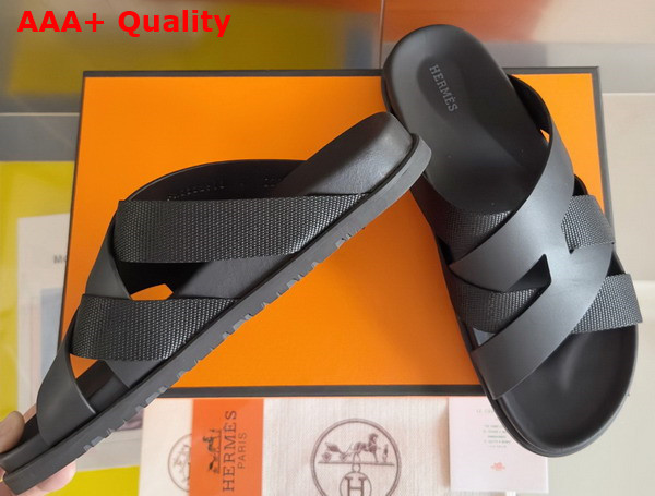 Hermes Kazimir Sandal in Woven Ribbon and Calfskin Replica