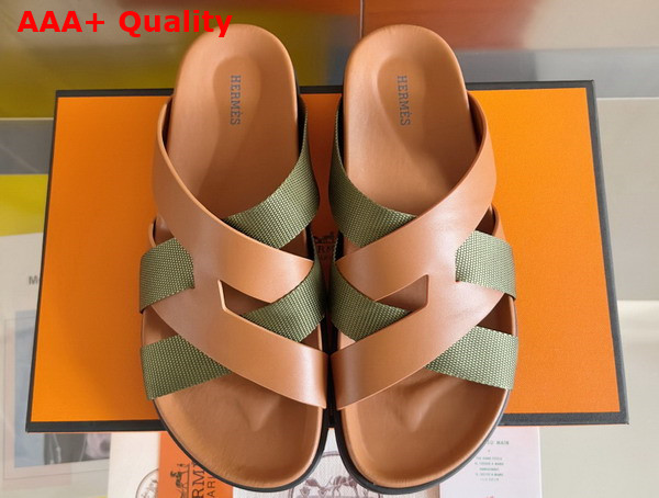 Hermes Kazimir Sandal in Woven Ribbon and Calfskin Replica