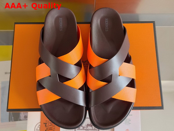 Hermes Kazimir Sandal in Woven Ribbon and Calfskin Replica