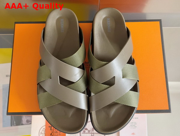 Hermes Kazimir Sandal in Woven Ribbon and Calfskin Replica