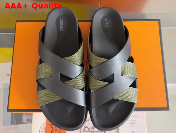 Hermes Kazimir Sandal in Woven Ribbon and Calfskin Replica