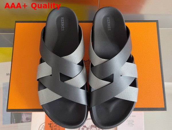 Hermes Kazimir Sandal in Woven Ribbon and Calfskin Replica