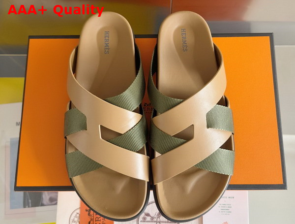 Hermes Kazimir Sandal in Woven Ribbon and Calfskin Replica