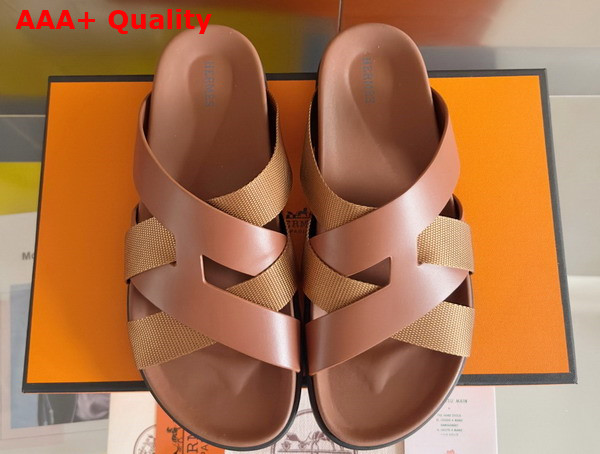 Hermes Kazimir Sandal in Woven Ribbon and Calfskin Replica