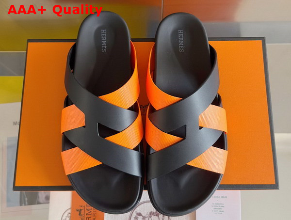 Hermes Kazimir Sandal in Woven Ribbon and Calfskin Replica
