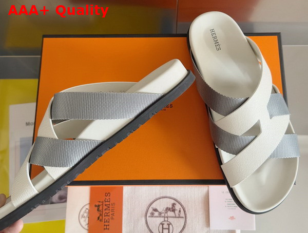 Hermes Kazimir Sandal in Woven Ribbon and Epsom Calfskin Replica