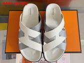 Hermes Kazimir Sandal in Woven Ribbon and Epsom Calfskin Replica