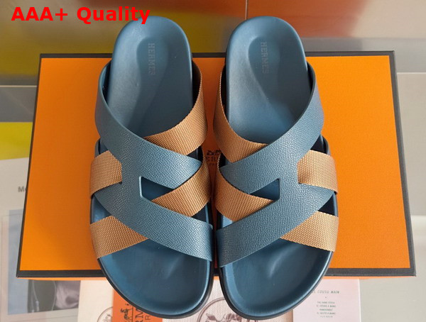 Hermes Kazimir Sandal in Woven Ribbon and Epsom Calfskin Replica