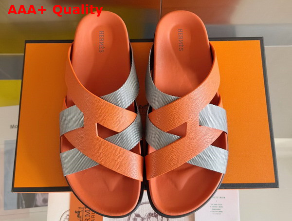 Hermes Kazimir Sandal in Woven Ribbon and Epsom Calfskin Replica