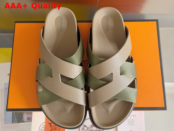 Hermes Kazimir Sandal in Woven Ribbon and Epsom Calfskin Replica