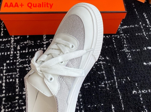 Hermes Keep Sneaker in Canvas and Calfskin Blanc Replica